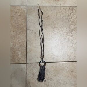 Bohemian Gray Tassel Necklace